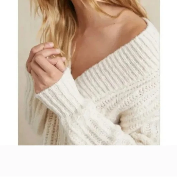 Anthropologie Pilcro Joyce Wool Blend Cable Knit Sweater in Cream Size S - Picture 2 of 7